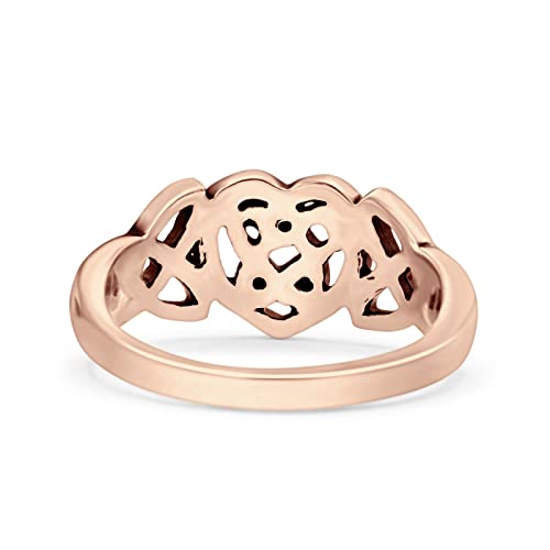 Blue Apple Co. Celtic Heart Oxidized Band Statement Fashion Promise Ring Solid 925 Sterling Silver3