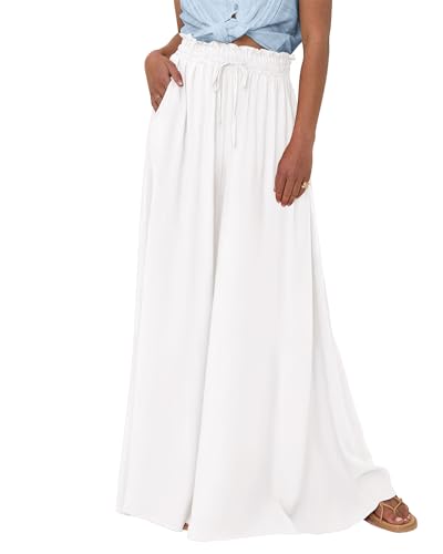 BTFBM High-Waisted Wide-Leg Palazzo Pants (White)