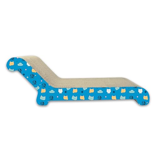 Image of Foodie Puppies 2-in-1 Reversible Cat Scratcher Pad with Catnip for Cats & Kittens (Deck, Large) (51.5 x 17 x 23 cm) | Corrugated Cardboard Cat Scratching Pad | Furniture Protection, Indoor Play & Rest