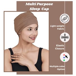 Image of The Headscarves Women Silky Soft Bamboo Viscose Sleep Cap for Hair Loss Chemo Headwear Skull Cap Free Size (Multicolor) (HS3 Multicolor)