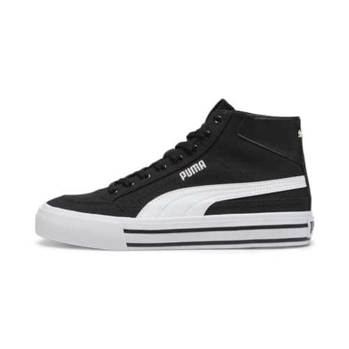 PUMA Men's Court Classic Vulc Mid Shoes, Black-White, 13