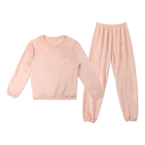 Image of LACOFIA Kids Fleece Pyjamas Sets Winter Loungewear Light Pink 6-7 Years