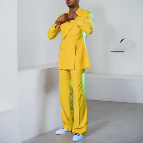 Formal Suits for Men 2 Piece Double Breasted Peak Lapel 4 Button Blazer Suits for Men Solid Tuxedo Party Prom Mens Suit3