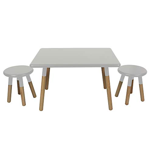 ACEssentials Beech Wood Dipped Kids Table and Stools, 18.9' x 31.4' x 23.6', Gray (3 Piece Set)