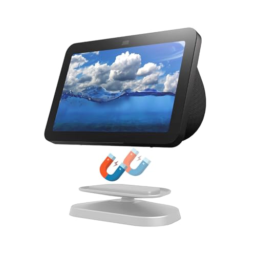 Lutree Soporte Regulable para Echo Show 8 (3ª generación), 360 Grados Giratorio Magnético Aluminio Montaje Soporte, Portátil Base Antideslizante con Función de Inclinación | Blanco