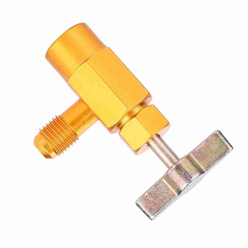 Válvula de bronce para refrigerante AC Greensen con cuerpo de aluminio, rosca SAE 1/4", compatible con R134a y R12, con válvula de seguridad integrada miniatura 4