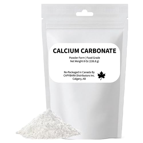 Calcium Carbonate Powder Food Grade - 8 Oz (226.8 g) - Use in Winemaking Brewing Baking Cooking Juices Jams Preserves - Sold by CAPYBARA Distributors Inc.