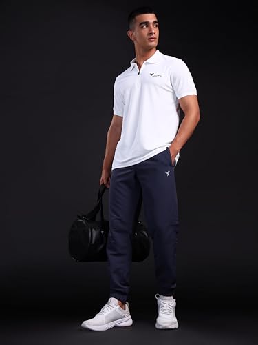 Image of TECHNOSPORT Men's Solid Polo T-Shirt MATPIQ Quick Dry Slim Fit Sports Tee for Gym Casual Smart Wear UPF50+ Anti Odour