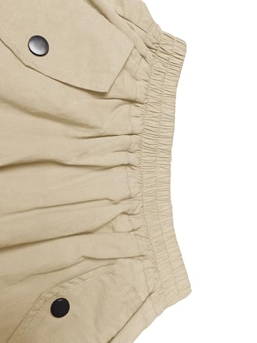 Image of Girls Versatile Casual Solid Cargo Jogger Pants Flap Pockets 6-12 Years
