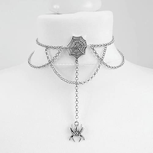 Choker toile d'araignée punk en velours noir pour costume Halloween (Lot de 5)
