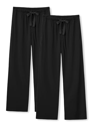 COLORFULLEAF 100% Cotton Mens Pajama Pants Lightweight Sleep Lounge Bottoms Elastic Waistband Button Fly With Pockets