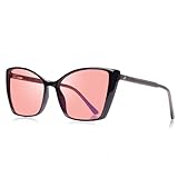 JFXQDR Women's Fluorescent-41 Rose Cat Eye Tinted Blue Light Blocking Glasses for Migraine, Light Sensitivity, Photophobia & LED Gaming Computer Screen Glare