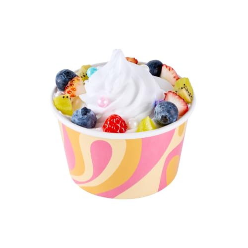 Image of Coppetta 8 Ounce Dessert Cups, 200 Greaseproof Ice Cream Cups - Lids Sold Separately, For Hot And Cold Foods, Tropical Twist Paper Yogurt Bowls, Disposable, Sturdy - Restaurantware