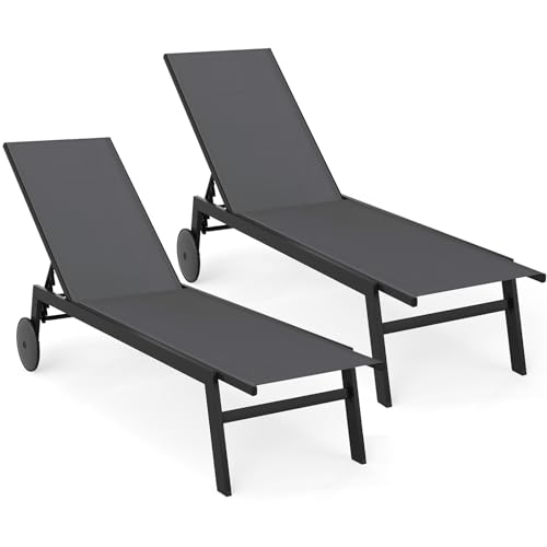 COSTWAY 2er Set Sonnenliege mit Rollen, Gartenliege mit...
