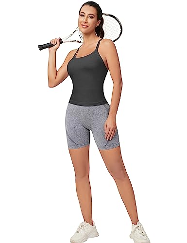 Image of MathCat Workout Tank Tops for Women with Built in Bra, Sleeveless Gym Tops Seamless Racerback Athletic Yoga Shirts