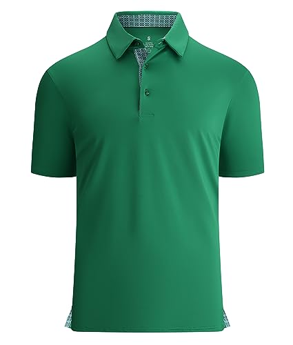 Alex Vando Mens Golf Shirt Moisture Wicking Quick-Dry Solid Short Sleeve Polo Shirts for Men