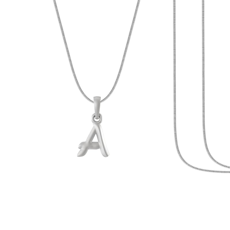 Colgante de plata de ley 925 alfabeto Mtrolls tallado con cadena de serpiente de 38cm