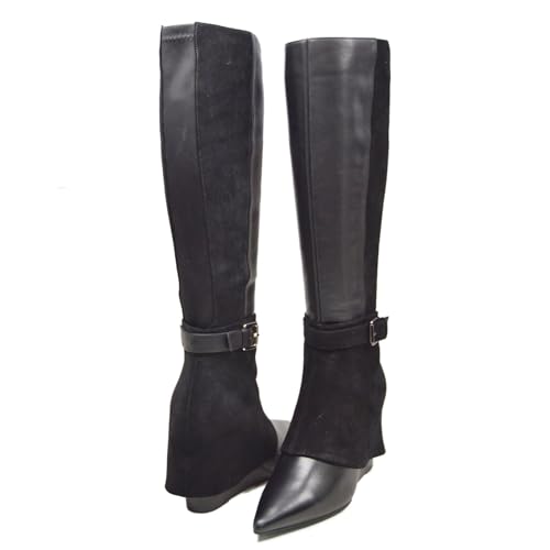 Paris Slim Calf Leather Lamb Suede 3-in-1 Wedge Dress Boot for Women