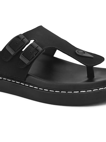 Image of San Frissco Men's Sandals with Round Toe | Perfect Fit for Summer and Rainy Season Anti-Slippery with PU Footbed Easy to Walk Slipper, Chappal | Stylish Casual Comfortable Floaters for Men