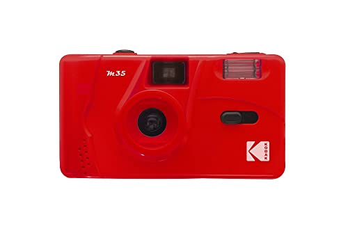 KODAK M35 DA00239-35mm Rechargeable Camera, Fixed Wide Angle Lens, Optical Viewfinder, Built-in Flash, AAA Battery - Red