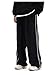 Verdusa Men's Baggy Sweatpants Parachute Barrel Work Track Striped Wide Leg Athletic Joggers Black Medium