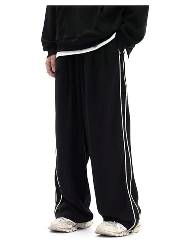 Verdusa Men's Baggy Sweatpants Parachute Barrel Work Track Striped Wide Leg Athletic Joggers3