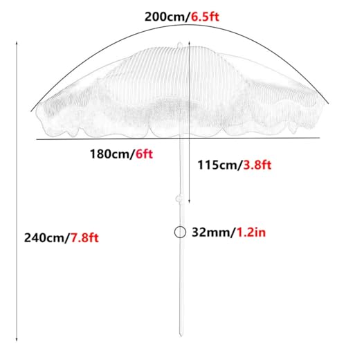 Parasol de jardin inclinable 2m réglable et portable avec pompons