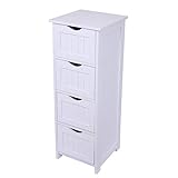 FCH Bathroom Storage Cabinet, Free Standing Cabinet Wooden Side Floor Organizer with 4 Drawers for...