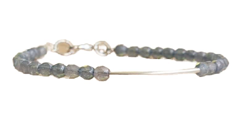 Bracelet labradorite 4mm en pierre facettée et fermoir argenté
