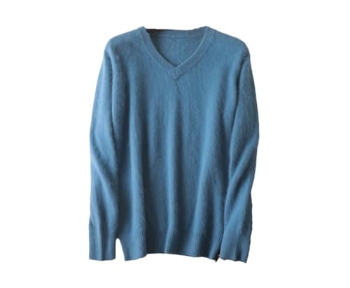 Men's Mink Cashmere Sweaters Solid V-Neck Casual Knit Pullovers Men Long Sleeve Warm Knit Jumper Sweater