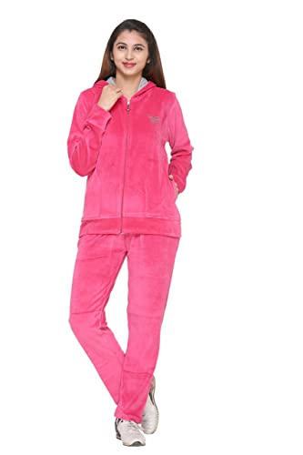 Image of CUPID Regular Fit Velvet Track Suit for Woman, Winter Wear Velvet Night Suit Set with Pockets for Sports, Night, Jogging, Daily Gym Wear L to 5XL