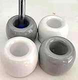 Small Mini Ceramic Toothbrush Holder, White/Grey Ceramics Handmade Bathroom Toothbrush Holders Set with Drainage for Couple Kids (4 Packs)
