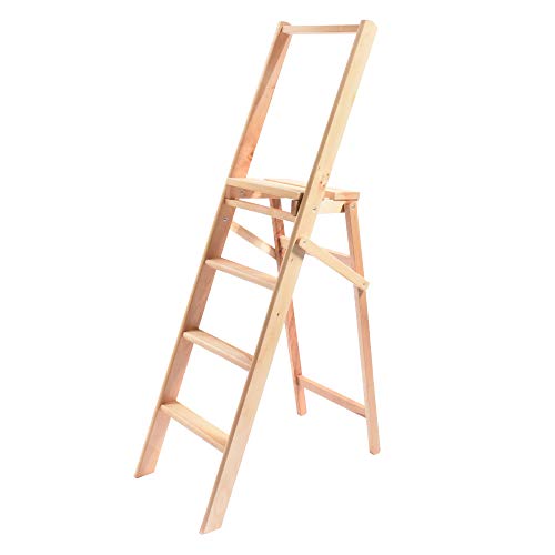 HOUSE COLLECTION, Escabeau en bois naturel, 4 marches, 38 x 68 x 129 cm