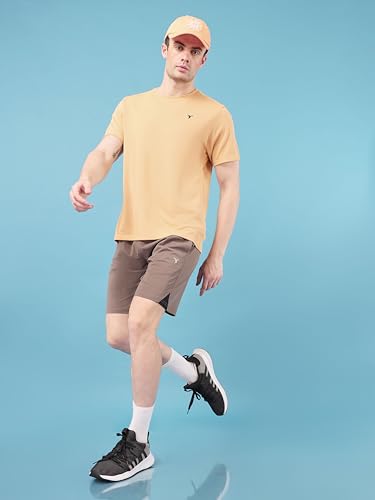 Image of TECHNOSPORT Men's Slim Fit Polyester Activewear Sports T-Shirt with Moisture-Wicking Comfort for Workout, Running & Gym