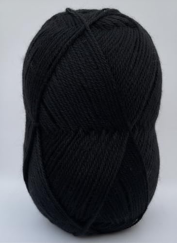 Image of Vardhman BigBoss Knitting Yarn - 200g Ball, 575m, 84% Acrylic + 16% Nylon, 3-Ply DK Weight, Soft & Durable Wool for Knitting, Craft, babywear, blanket, winter wear; threads for crochet hook needle - Boss-13 - Black