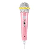 Heayzoki Micrófono para niños, micrófono de Fiesta de narración de Historias de Video Musical, micrófono con Cable para Karaoke para niños, micrófono de Mano, Buen Regalo para kKids Girls Boys(Rosa)
