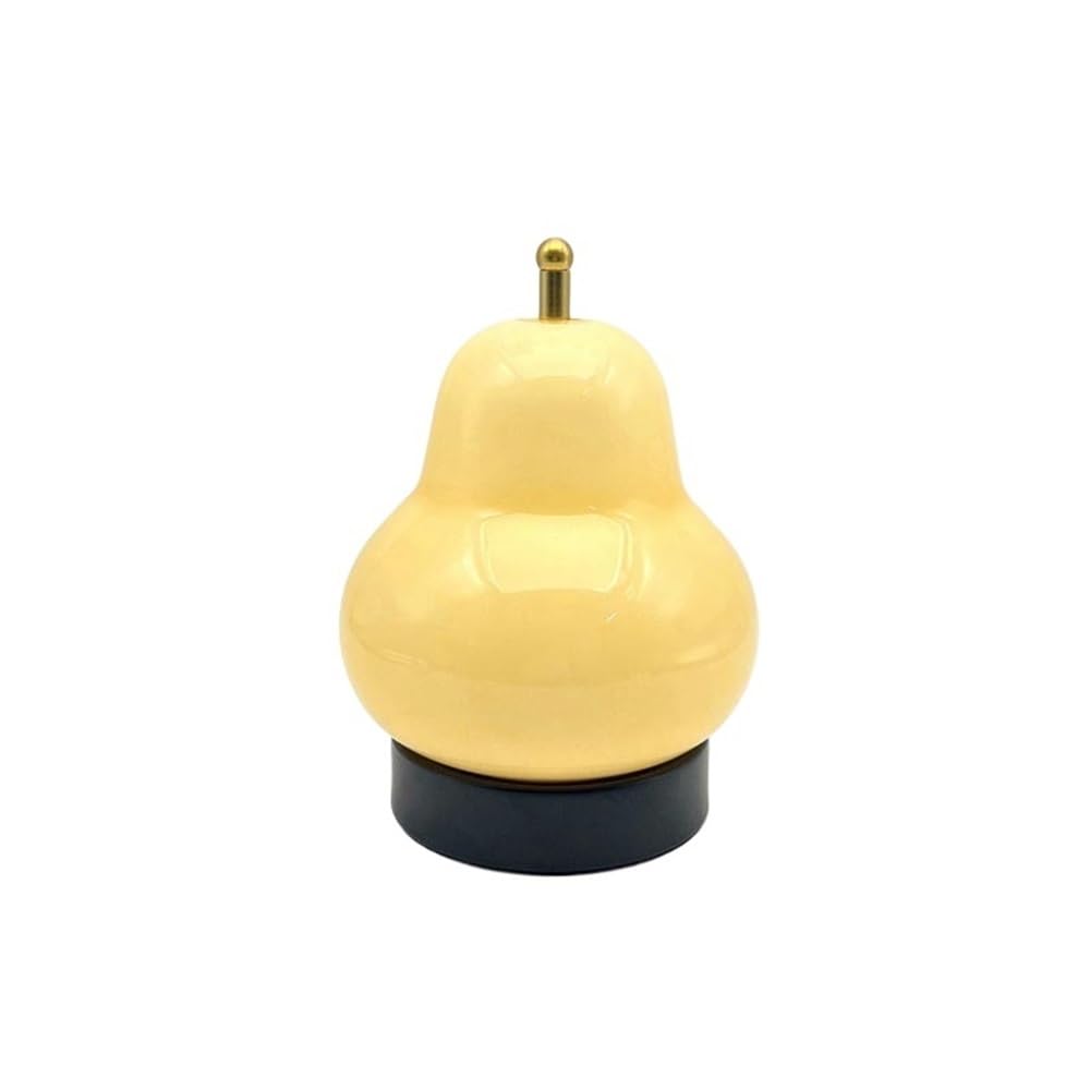 Z4T8M2K6G5 Bedside Lamp Table Lamp Glass Pear Shape Coffee Living Room Study Desktop Ornament Walnut Color(Yellow)