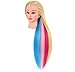 LHNHAIR 35 inches Colorful Long Synthetic Hair Mannequin Head Manikin Doll Style Head with Stand for Braiding Styling Updos Practice Cosmetology Training Display