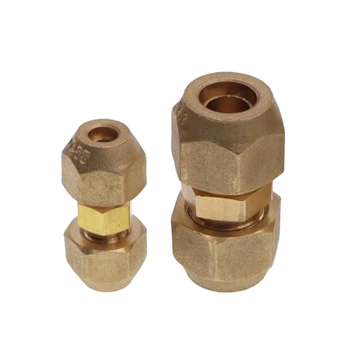 Image of Air Conditioning Copper Pipe Extension -1 /4 inch and 1 /2 inch Flare Nut, Joint Double Connector, Intermediate Connection Head, Free Welding, Fits 1 /4 inch and 1 /2 inch Diameter Tubes