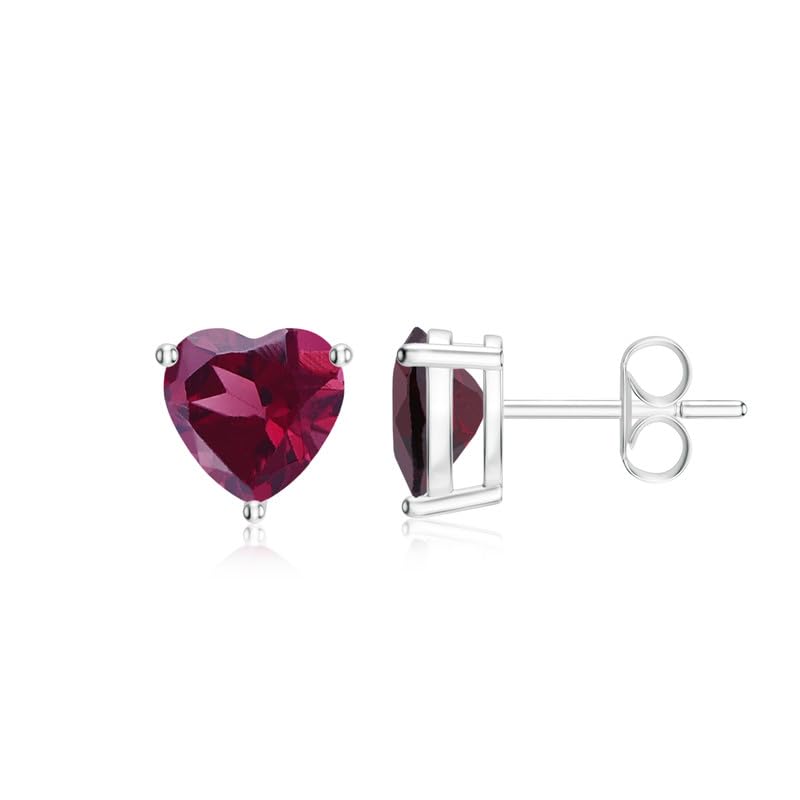 Image of Goldhartz Sterling Silver Genuine, Created or Simulated Birthstone Gemstone 7mm Heart Stud Earrings