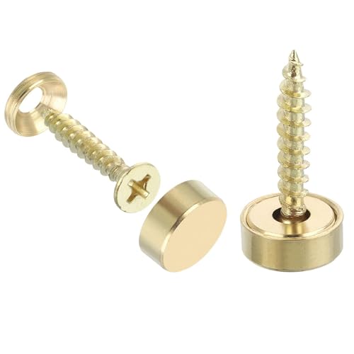 Generic 8Pcs Brass Decorative Mirror Screws with Caps, Gold, 12 mm, 4 mm x 23 mm
