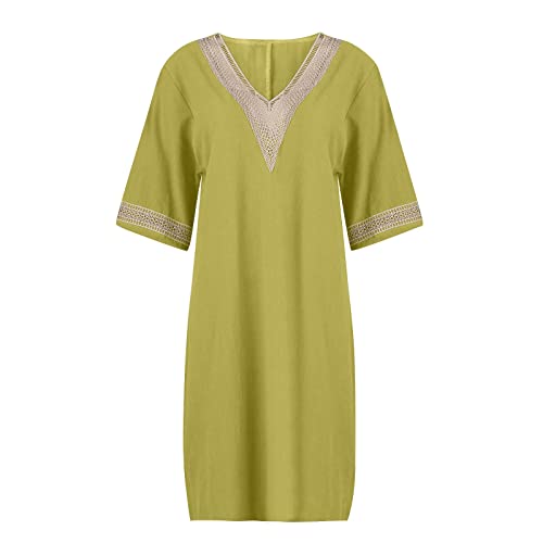 OIOLOYJM Plus Size Summer Dresses for Women 2025 Plus Size Dresses for Curvy Women 3/4 Sleeve Casual Boho Kaftan Dresses