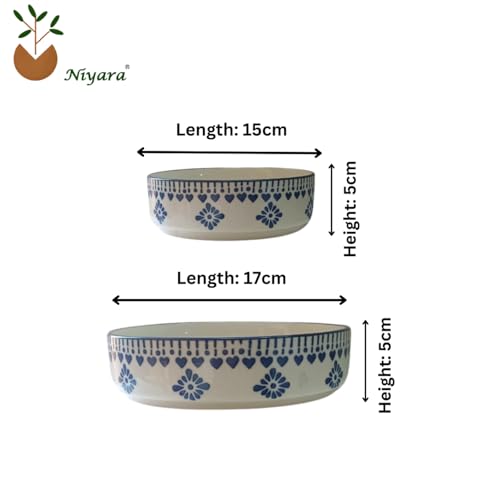 Image of Niyara Stoneware Handmade Ceramic Stylish Premium Bowls Serving Bowls Microwave Dishwasher Safe (New Salad Delta Bowl)