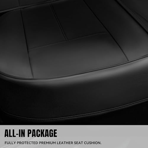 Image of CAR PASS Nappa Leather Back Seat Cover, Waterproof Bench Rear Seat Cover, Breathable Back Row Protector Luxury Cushioned, XL-L-M Size Universal Fit for Cars SUV Pick-up Truck Sedan(Black Charcoal)