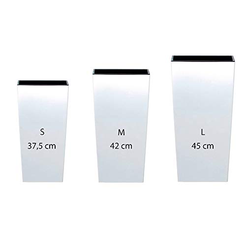 Pack 3 macetas altas Prosperplast (11,4/16,3/19 litros) Urbi Square de plastico en color blanco con deposito