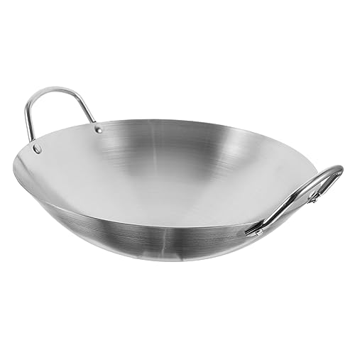 Wok de acero inoxidable con doble asa y fondo grueso miniatura 1