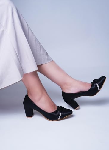Image of TRYME Chunky Heel Bellies Women's Fashion Pointed Block Heel Pump Shoes for Party and Formal Occasions