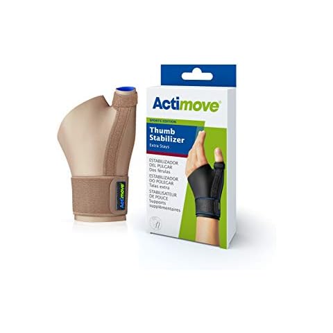 Actimove - Sports Edition - Thumb Stabiliser - for Pain Relief & Support - Latex and Neoprene Free (Beige, Small/Medium) Cover