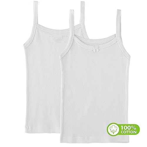 Girls Cotton Undershirt T-Shirt Camisole Tank Top, Multi Pack (Size 2T-14)2