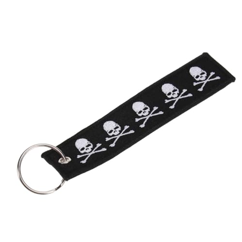 Image of TOYANDONA Halloween Skull Keychain Pendant Decoration for Bag and Car Key with Creative Embroidered Polyester Design, Fashionable Hanging Keyring Accessory for Birthday and Halloween Party